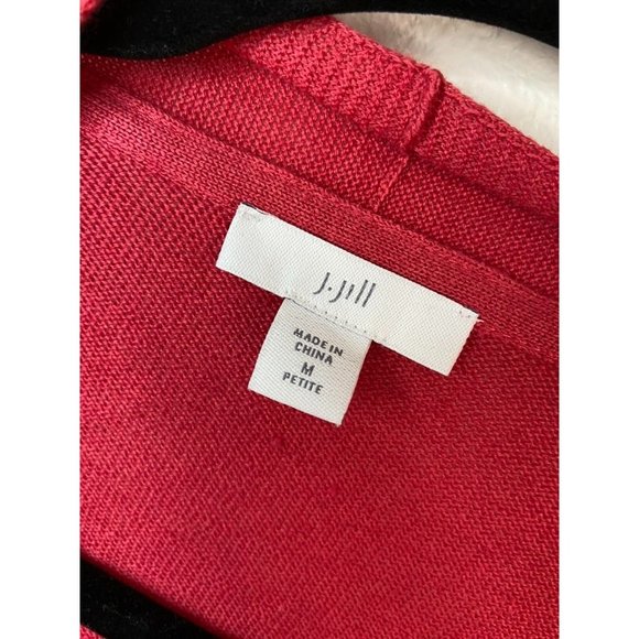 J. Jill women's medium petite orange‎ long sleeve asymmetrical hem open cardigan - Picture 2 of 5